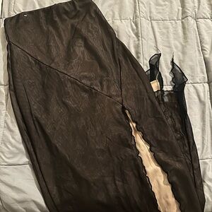 Elegant Black Sheer Skirt with Lace Detail